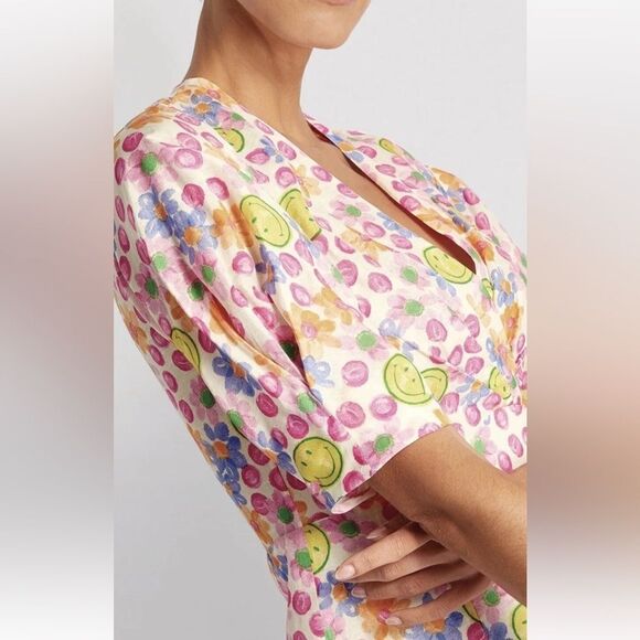 Sandro París Smiley Mini Dress Multicolored Short Sleeve Sz 34 US XS NWT - Picture 5 of 16